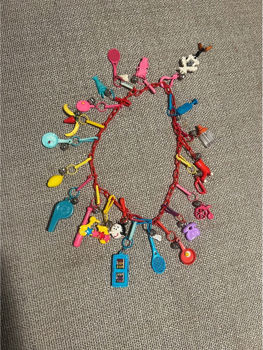 Vintage 80’s clip on charm necklace